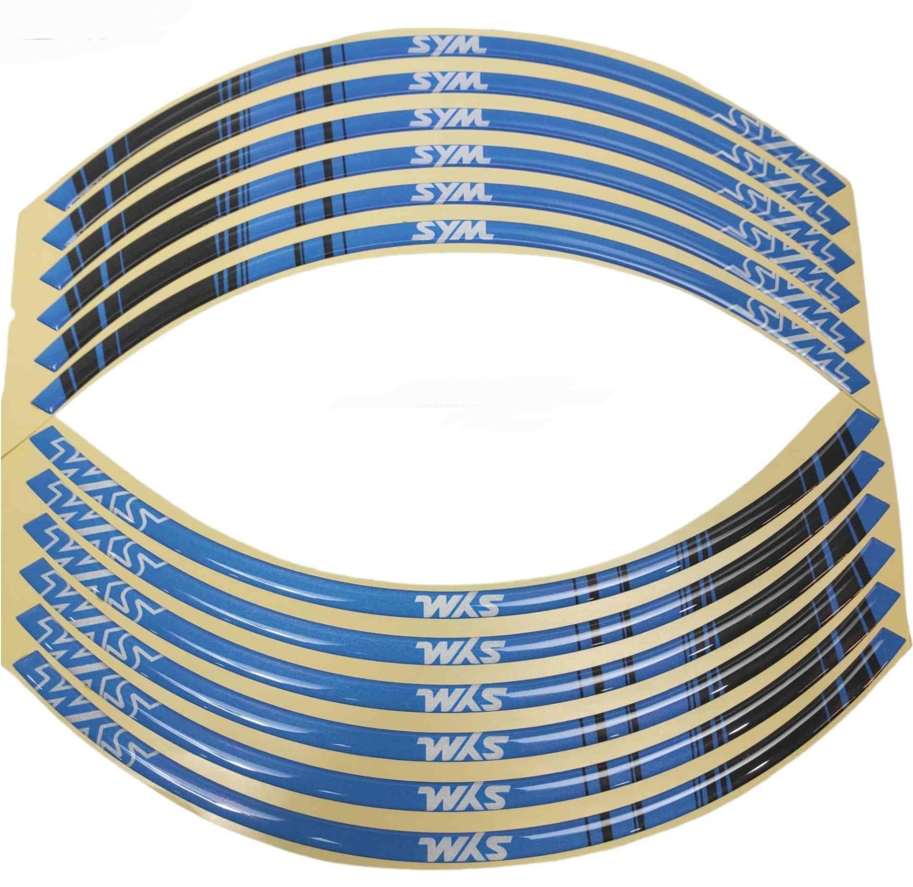 برچسب دور رینگ موتور سیکلت مدل SYM رنگ آبی بسته 12 عددی